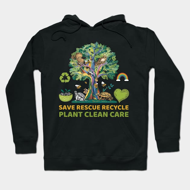 Save Bees Rescue Animals Recycle Plastic Earth Day Hoodie by Pikalaolamotor